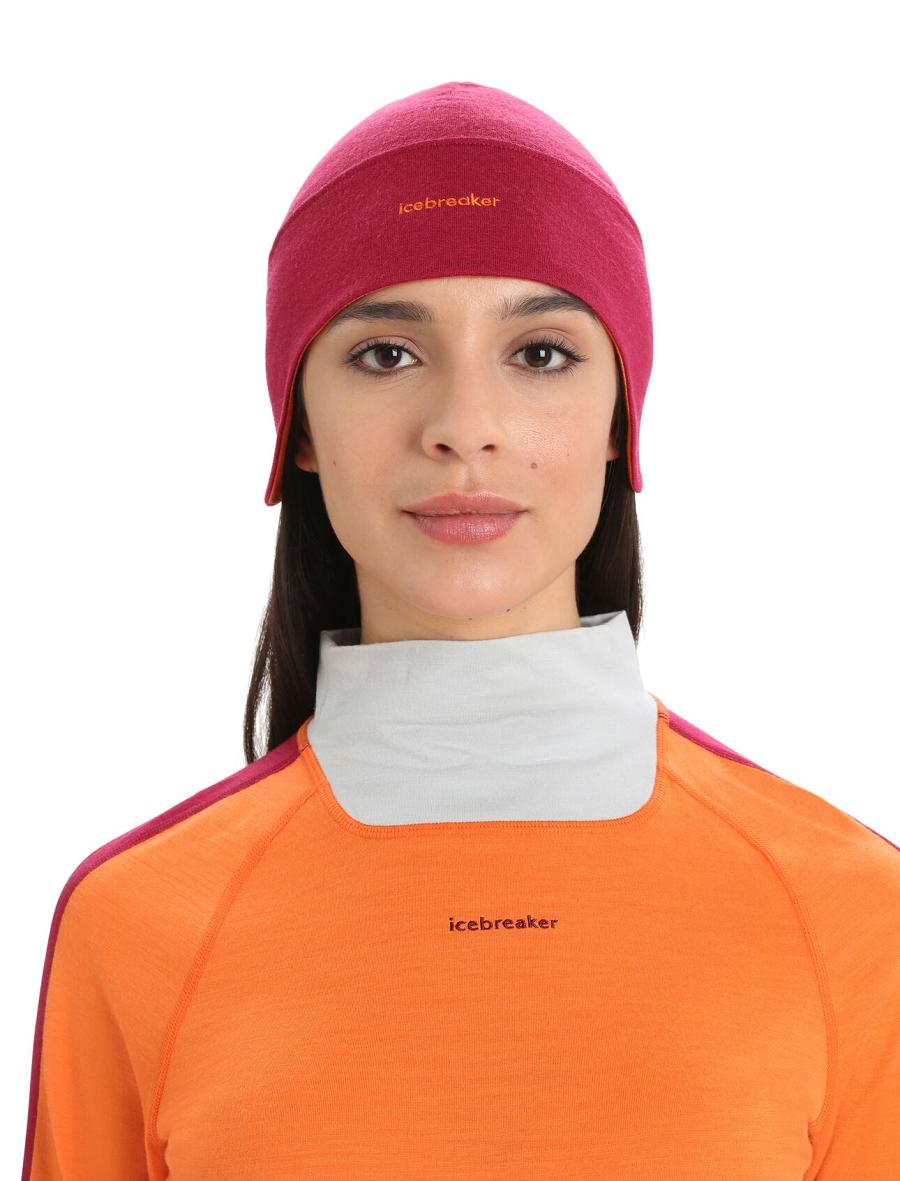 Cherry / Flash Icebreaker Unisex Merino Quantum Beanie Women's Hats | AU 1471QMAZ